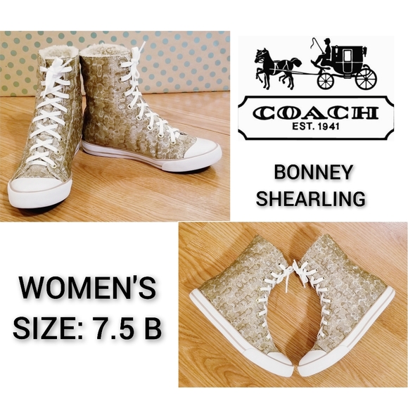 Coach Shoes - COACH Bonney Shearling Hi-Top Sneakers